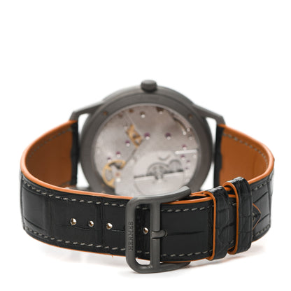 Hermes Titanium Alligator 39.5mm Slim D'Hermes Automatic Watch Noir 3 of 5