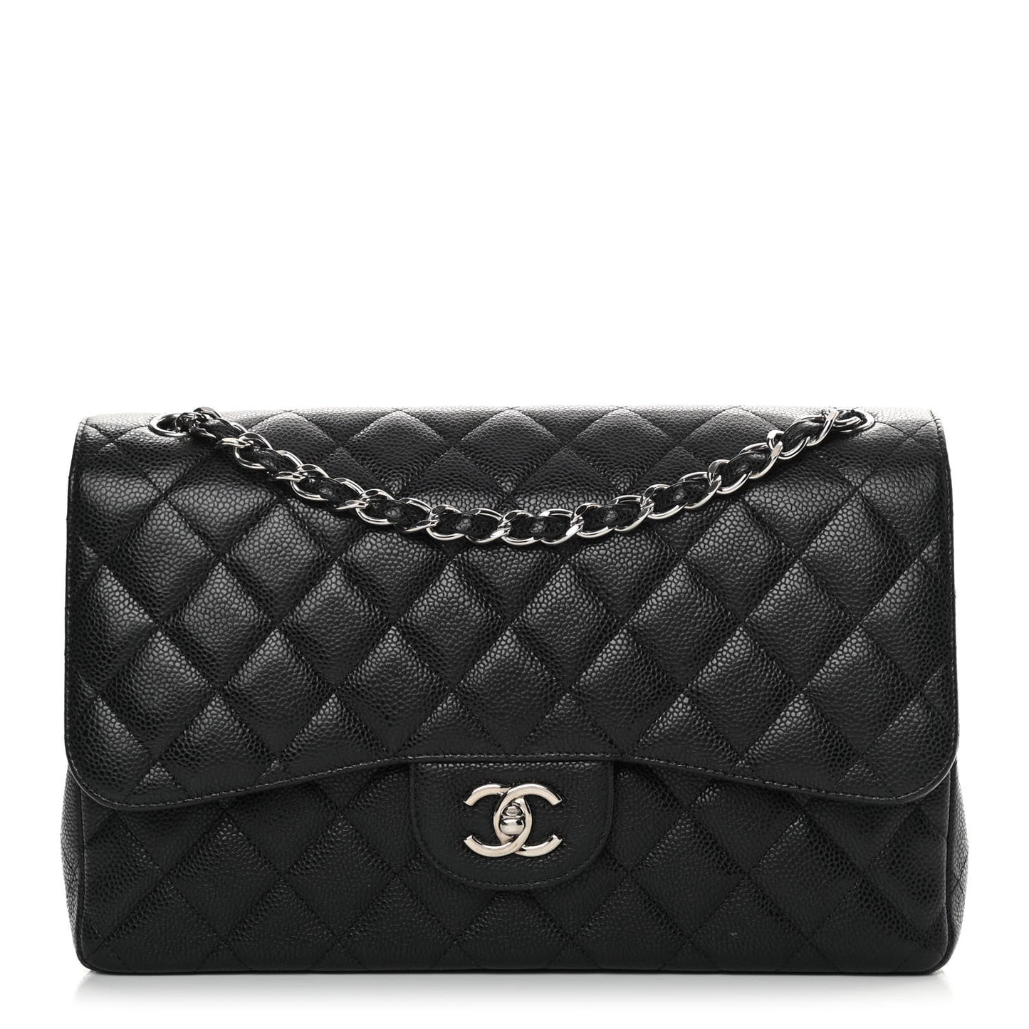 Caviar Quilted Jumbo Double Flap Black