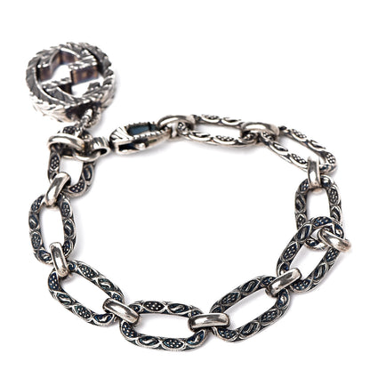 Gucci Sterling Silver Textured Interlocking G Charm Bracelet 3 of 5