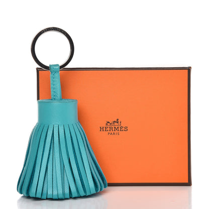 Hermes Lambskin Carmen Tassel Key Holder Bleu Azteque 4 of 4