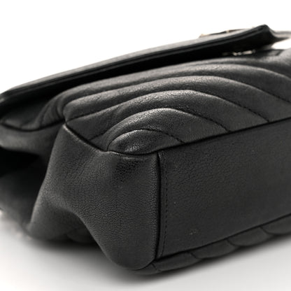 Saint Laurent Sheepskin Matelasse Chevron Monogram Medium College Bag Black 10 of 14