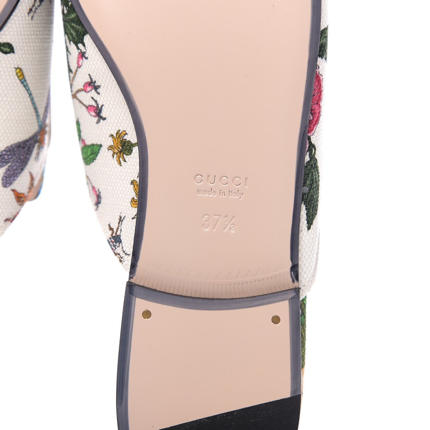 Gucci Canvas Flora Womens Princetown Slippers 37.5 White Multicolor 6 of 9