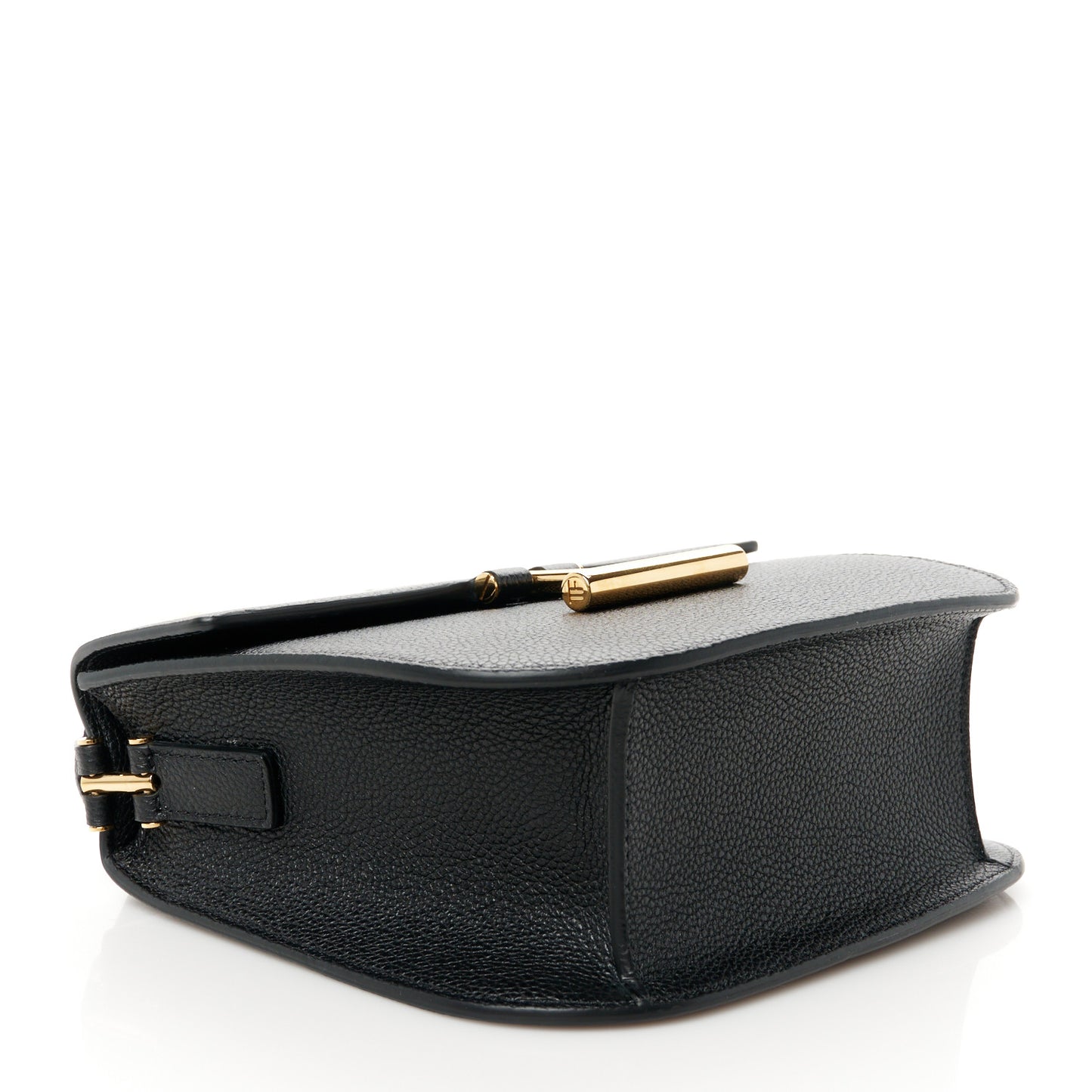 Grained Calfskin Mini T Clasp Tara Crossbody Bag Black