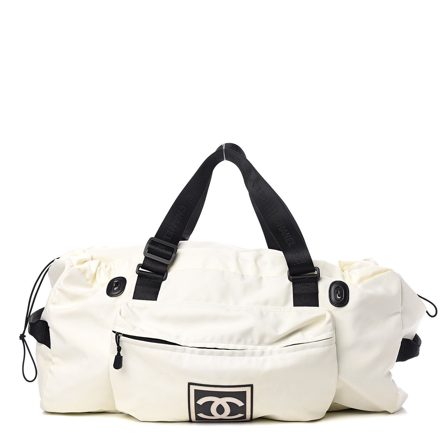 Nylon Sport Logo Duffel Bag White