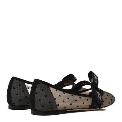 Christian Dior Swiss Tulle Dotted Miss J'Adior Ballet Pumps 38.5 Black Nude 4 of 11