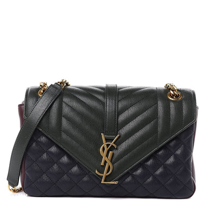 Saint Laurent Sheepskin Tri-Color Tri-Quilt Monogram Medium College Bag 1 of 12