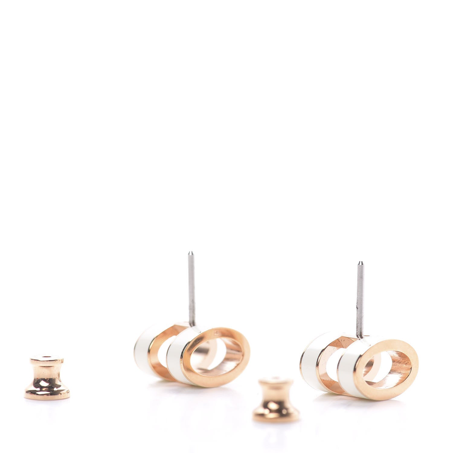 Hermes Rose Gold Lacquered Pop H Earrings Ecru 3 of 6