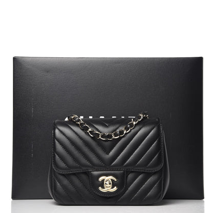 Chanel Lambskin Chevron Quilted Mini Square Flap Black 8 of 8