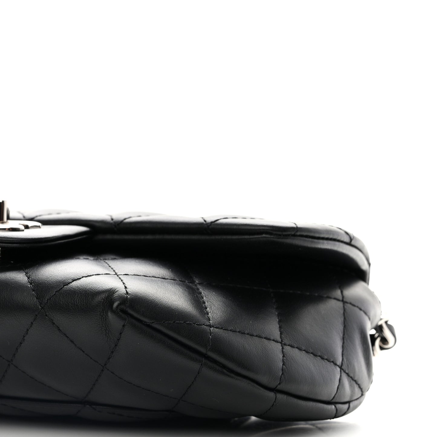 Calfskin Quilted CC Uniform Flap Belt Bag Black