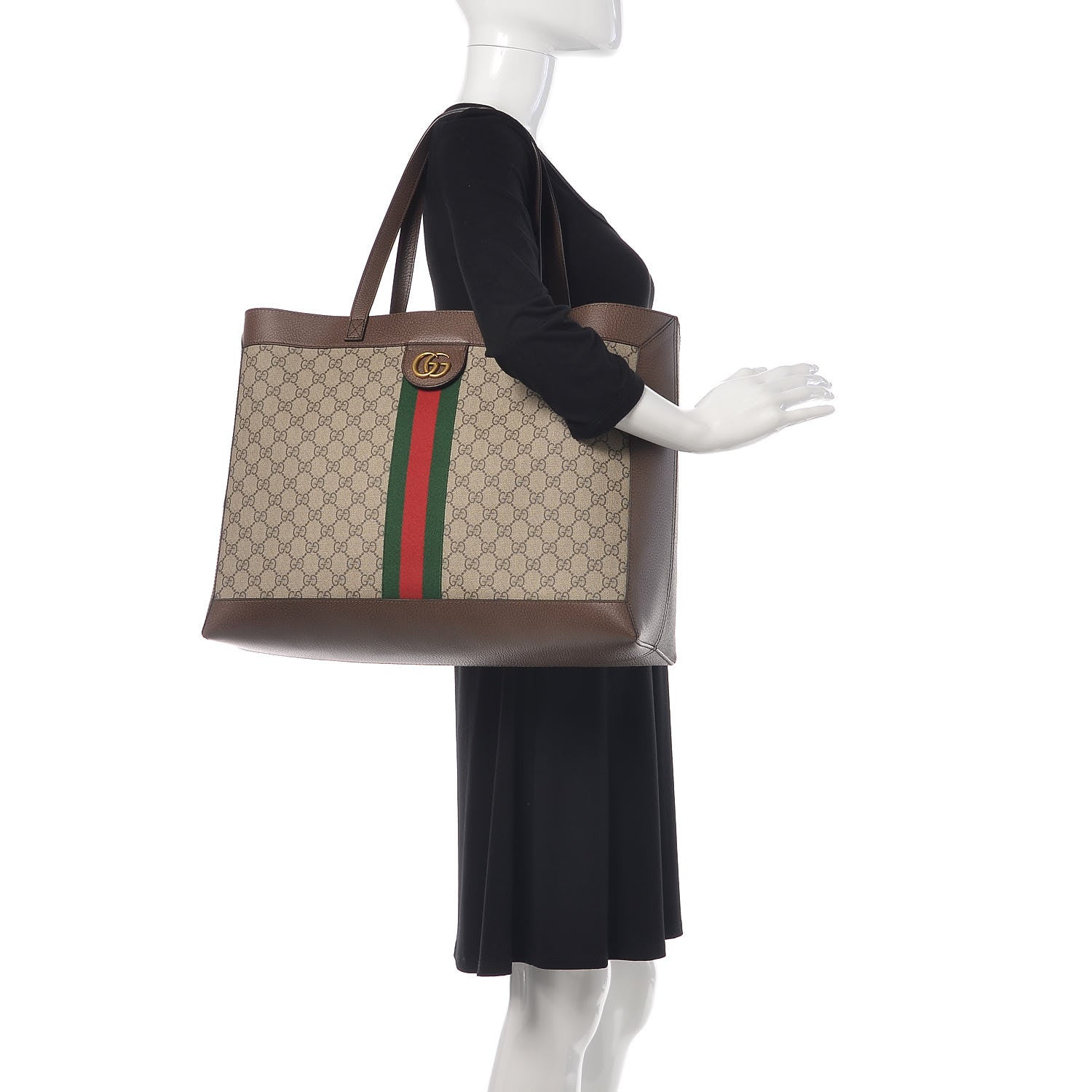 Gucci GG Supreme Monogram Web Ophidia Tote Brown 2 of 10