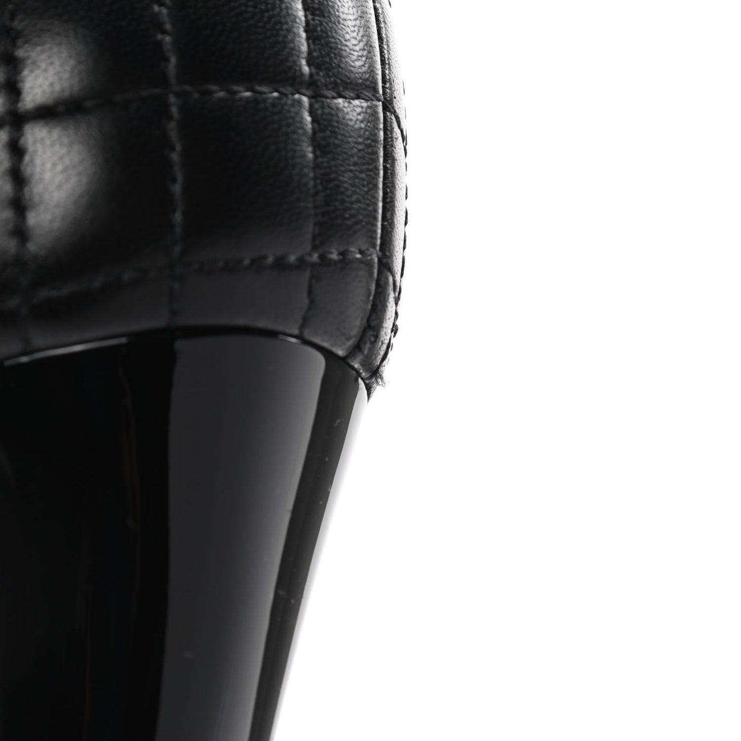 Lambskin Quilted Patent Short Boots 37.5 Black
