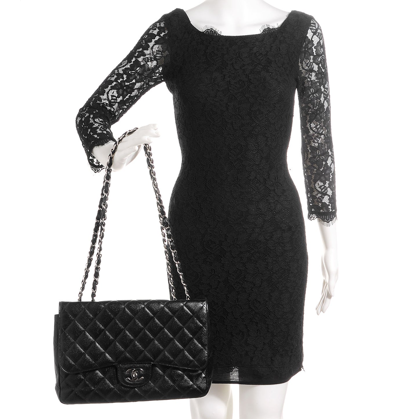 Caviar Jumbo Single Flap Black