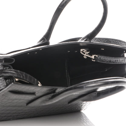 Saint Laurent Calfskin Crocodile Embossed Small Sac de Jour Black 6 of 12