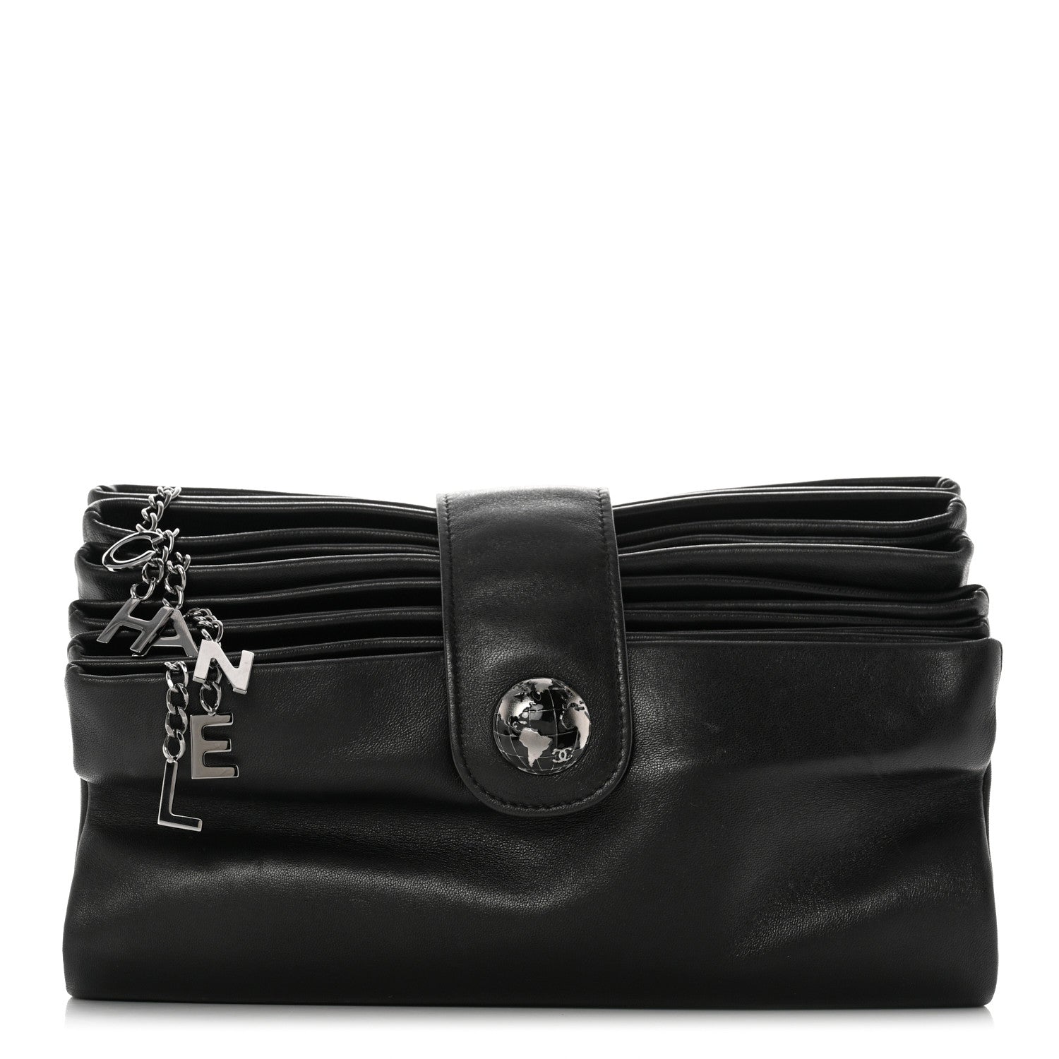 Chanel Lambskin Accordion Globe Clutch Black 1 of 12