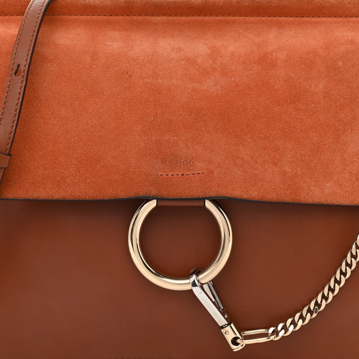 Suede Calfskin Medium Faye Shoulder Bag Tobacco