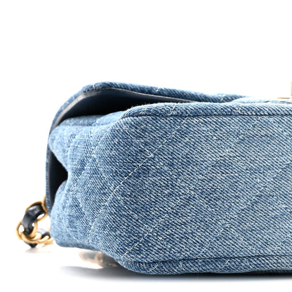 Chanel Washed Denim Quilted Mini Rectangular Flap Blue 9 of 11