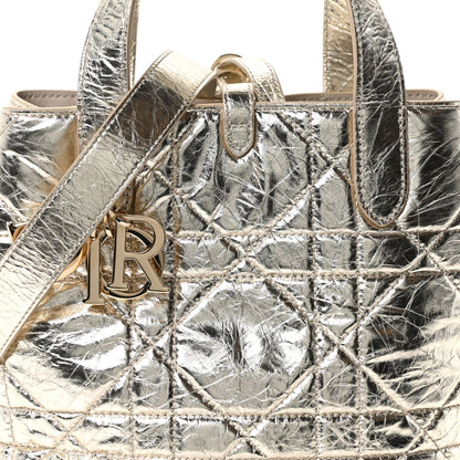 Christian Dior Metallic Calfskin Macrocannage Small Toujours Vertical Tote Gold 8 of 10