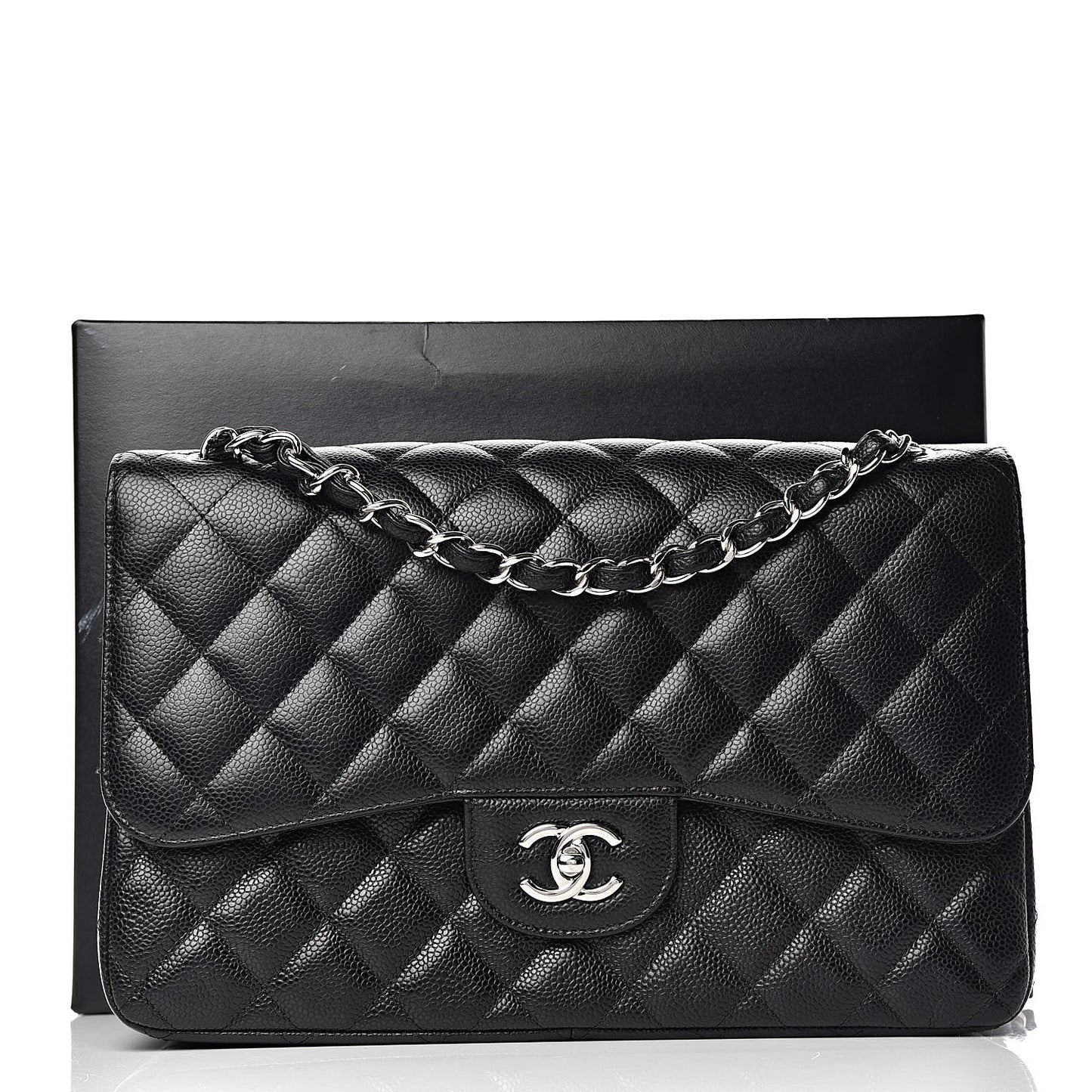 Caviar Quilted Jumbo Double Flap Black