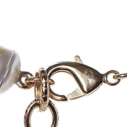 Chanel Pearl CC Long Necklace Gold Pearly White Black 7 of 8
