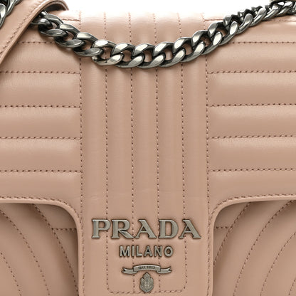 Prada Soft Calfskin Impunture Diagramme Medium Chain Flap Shoulder Bag Cipria 8 of 11