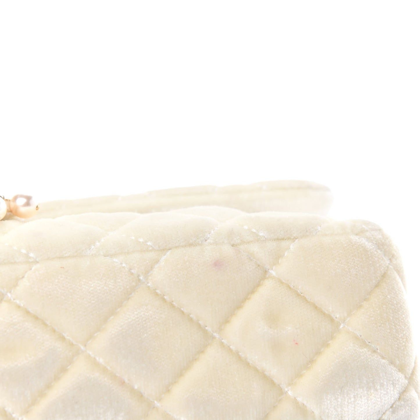 Velvet Pearl Quilted Medium Single Flap White