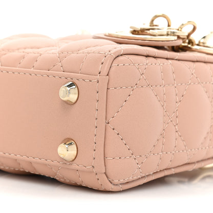 Christian Dior Lambskin Cannage Micro Lady Dior Rose Des Vents 8 of 10