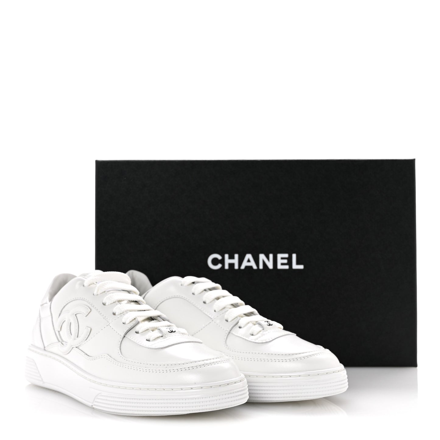 Calfskin Womens CC Sneakers 38 White