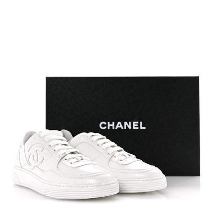 Chanel Calfskin Womens CC Sneakers 38 White 10 of 10
