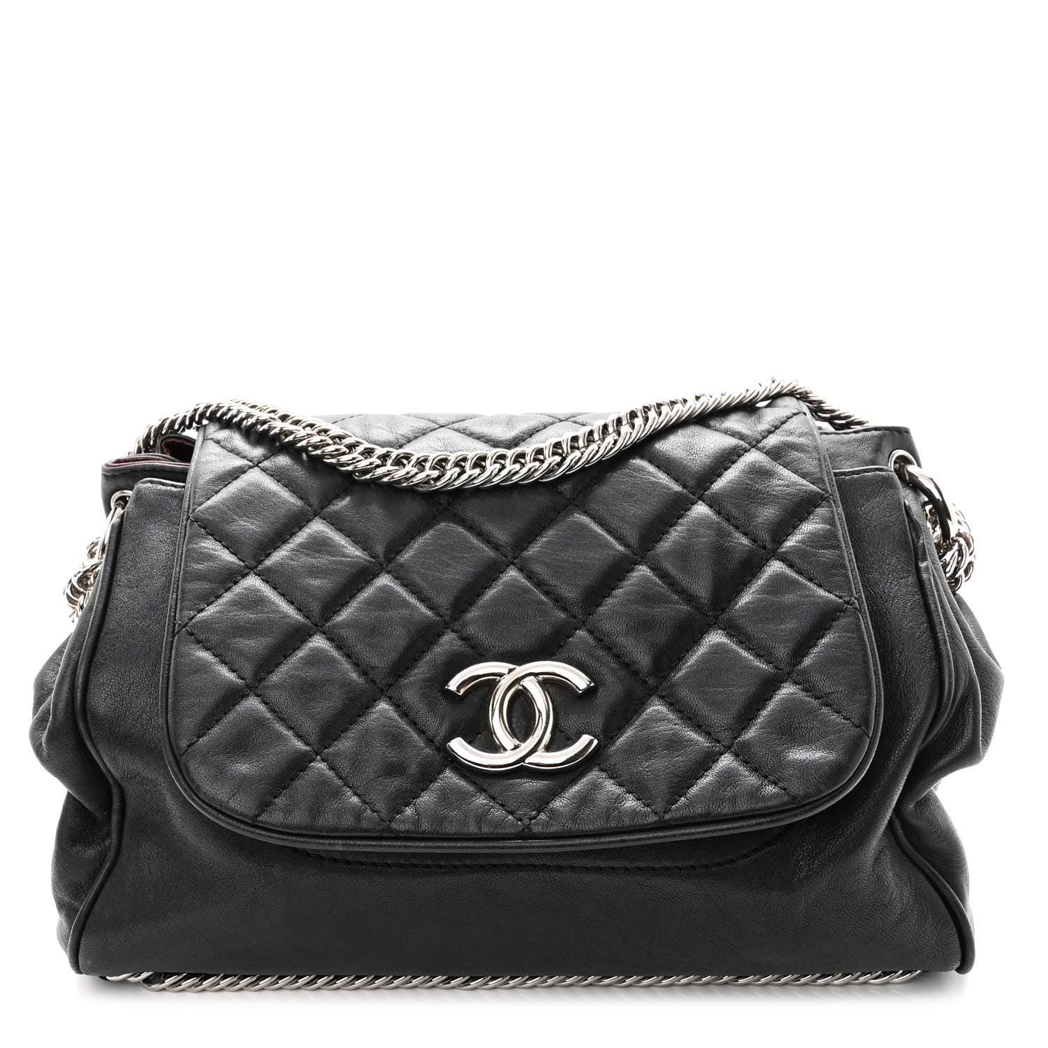 Chanel Washed Lambskin Quilted Bijoux Chain Accordion Flap Black 1 of 13