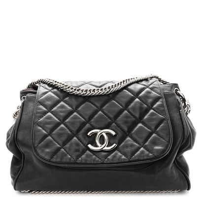 Chanel Washed Lambskin Quilted Bijoux Chain Accordion Flap Black 1 of 13