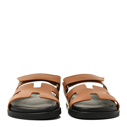 Hermes Calfskin Womens Chypre Sandals 38 Gold 2 of 9