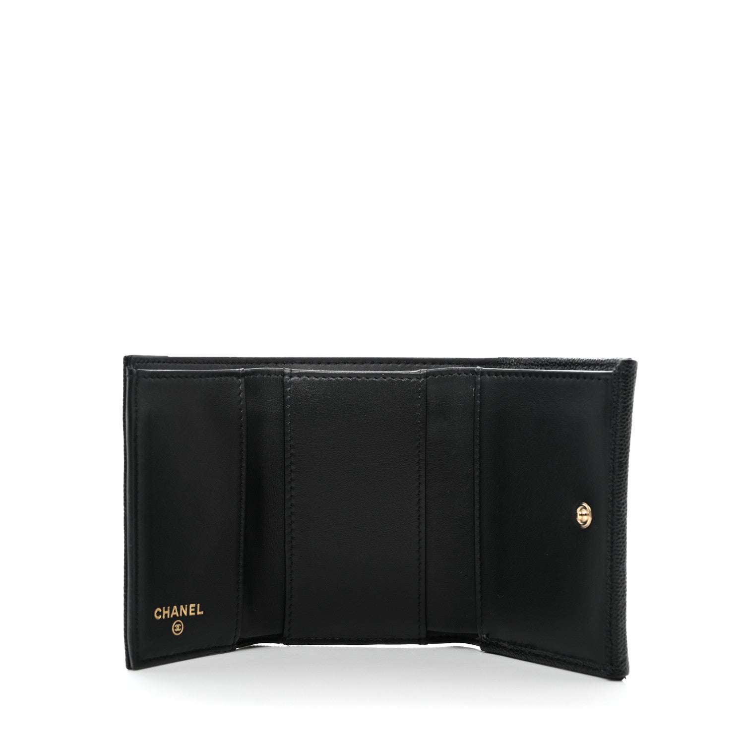 Chanel Caviar Camellia Embossed Compact Wallet Black 5 of 8