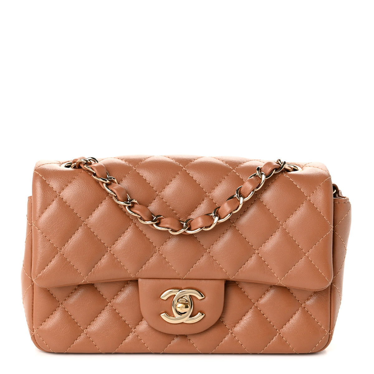 Chanel Lambskin Quilted Mini Rectangular Flap Brown 1 of 11