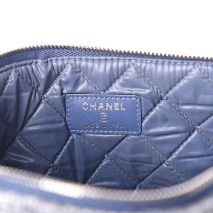 Chanel Woven Straw Raffia Medium Deauville Pouch Blue 5 of 9