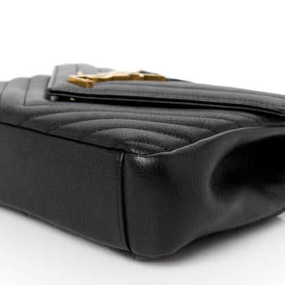 Saint Laurent Sheepskin Matelasse Chevron Monogram Medium College Bag Black 11 of 11