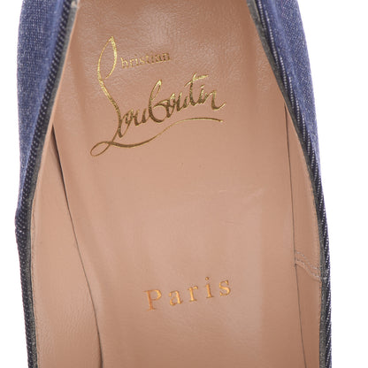 Christian Louboutin Denim Jazz Calf So Kate 120 Pumps 37.5 Blue White 6 of 14
