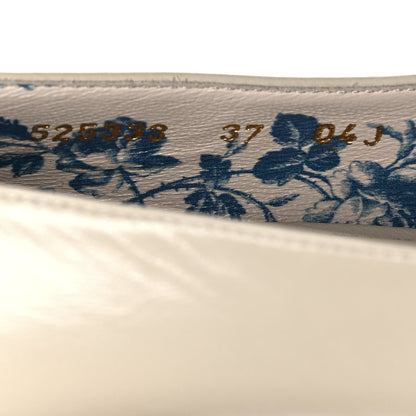 Gucci Malaga Kid GG Victoire 55mm Loafer Pumps 37 Vintage White 8 of 9