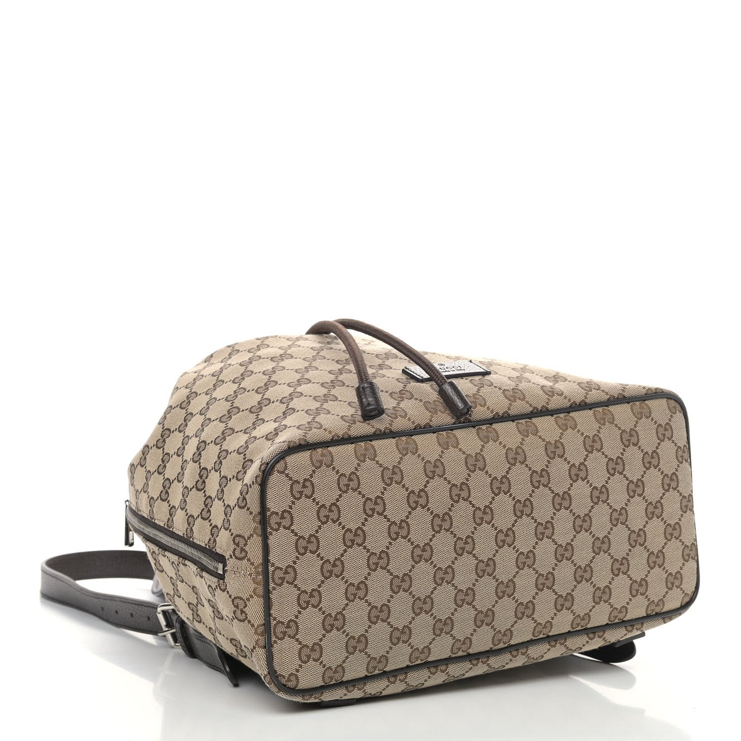 Gucci Monogram Dollar Calfskin O Drawstring Backpack Beige Ebony Testa di Moro Dark Chocolate 4 of 9