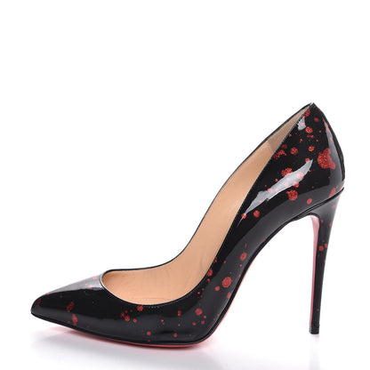 Christian Louboutin Patent Pollock Pigalle Follies 100 Pumps 36.5 Black Red 1 of 8