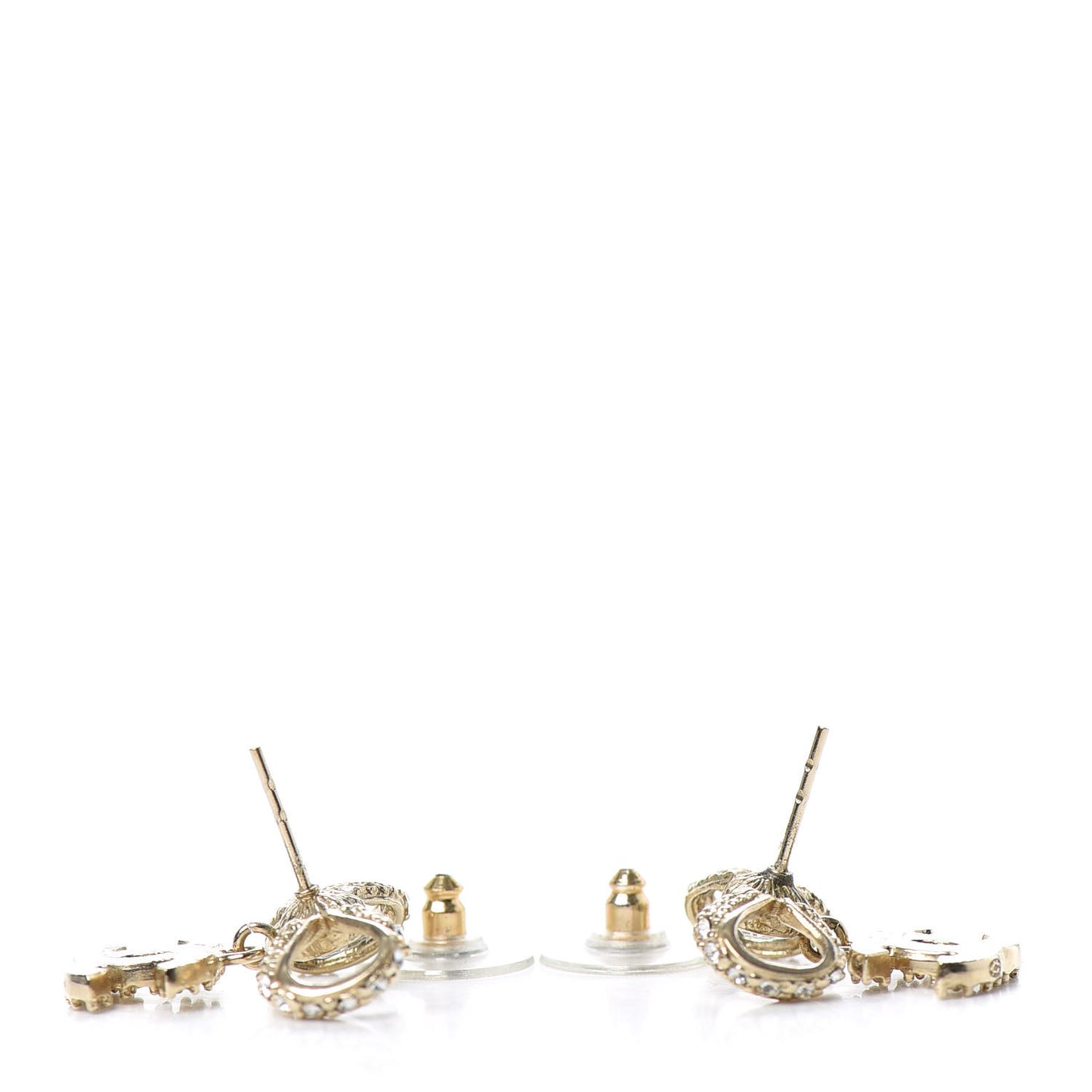 Crystal CC Bow Drop Earrings Gold