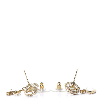 Chanel Crystal CC Bow Drop Earrings Gold 3 of 4
