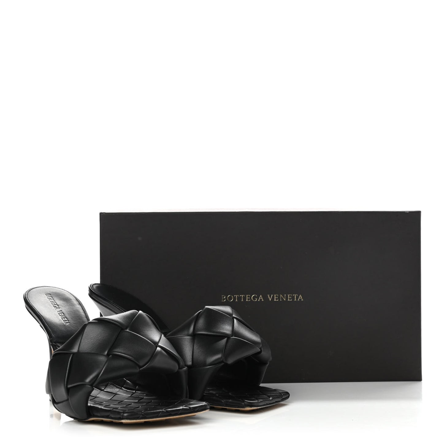 Nappa Maxi Intrecciato Lido Mule Sandals 40 Black