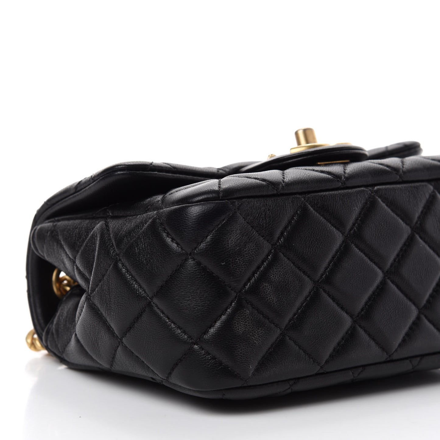 Lambskin Resin Quilted Mini Pearl Samba Square Flap Black