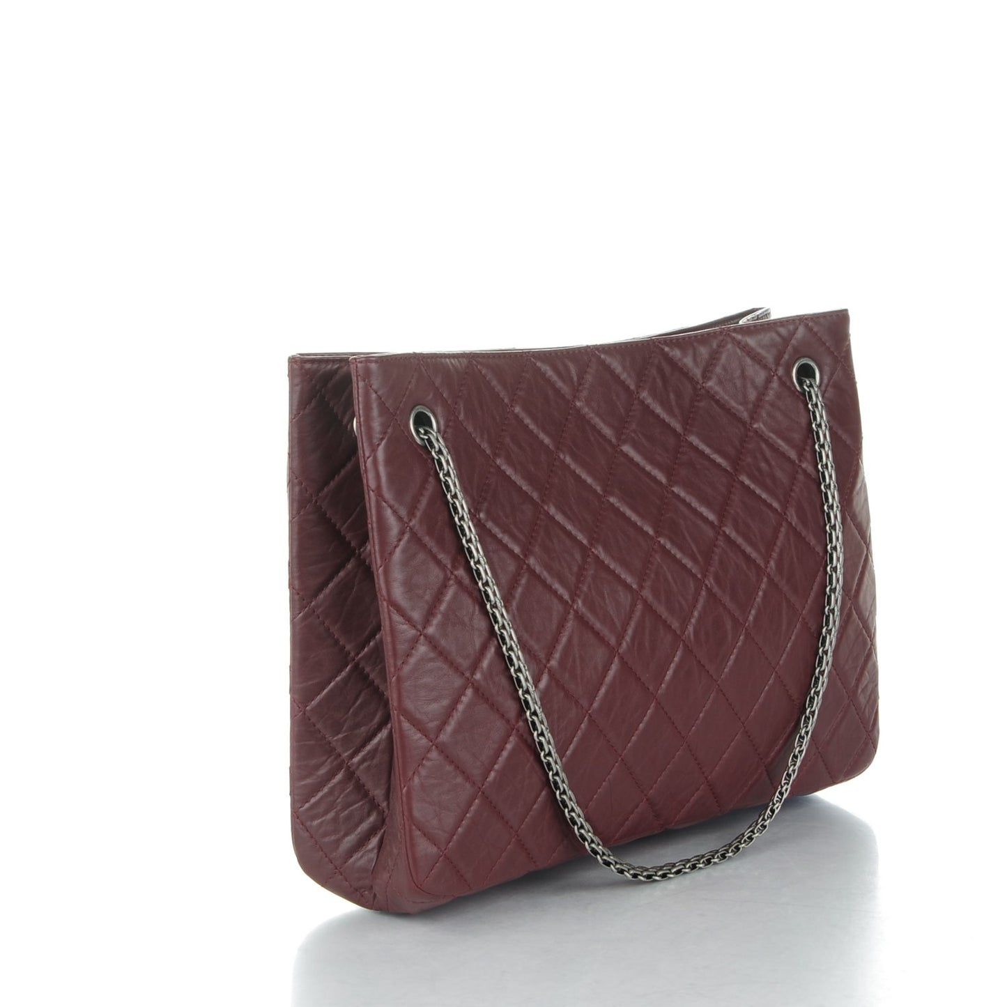 Aged Calfskin Quilted Reissue 2.55 Tote Bordeaux
