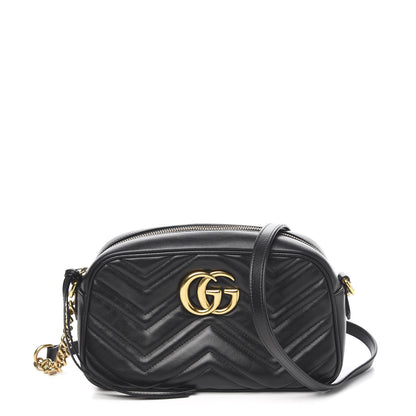 Gucci Calfskin Matelasse Small GG Marmont Chain Shoulder Bag Black 1 of 10