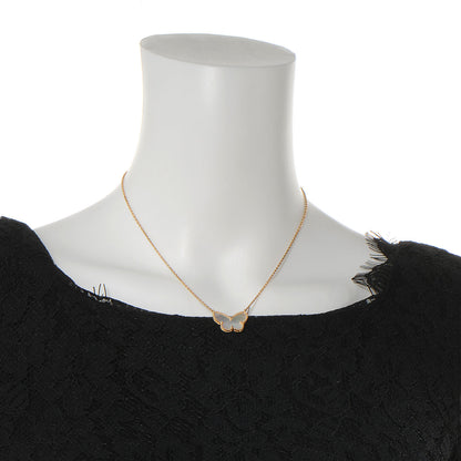 Van Cleef & Arpels 18K Yellow Gold Mother of Pearl Lucky Alhambra Butterfly Pendant 2 of 6