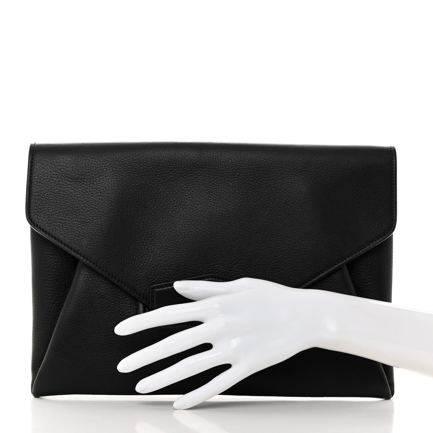 Sugar Goatskin Medium Antigona Envelope Clutch Black Black