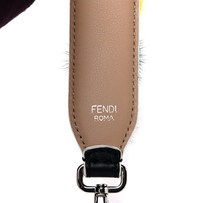 Fendi Vitello Dolce Mink Fur Bi-Color Pom Pom Strap You Black Makeup Multicolor 3 of 10