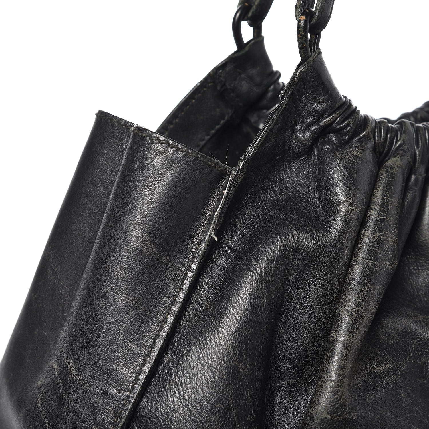 Gucci Calfskin Gathered Handbag Black 11 of 15
