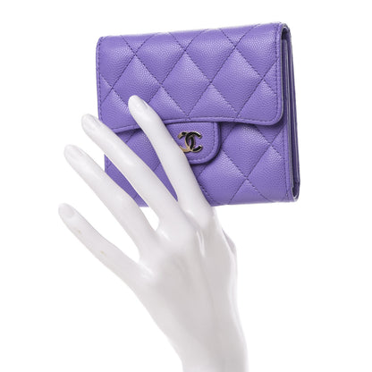 Chanel Caviar Quilted Compact Flap Wallet Purple 2 of 9